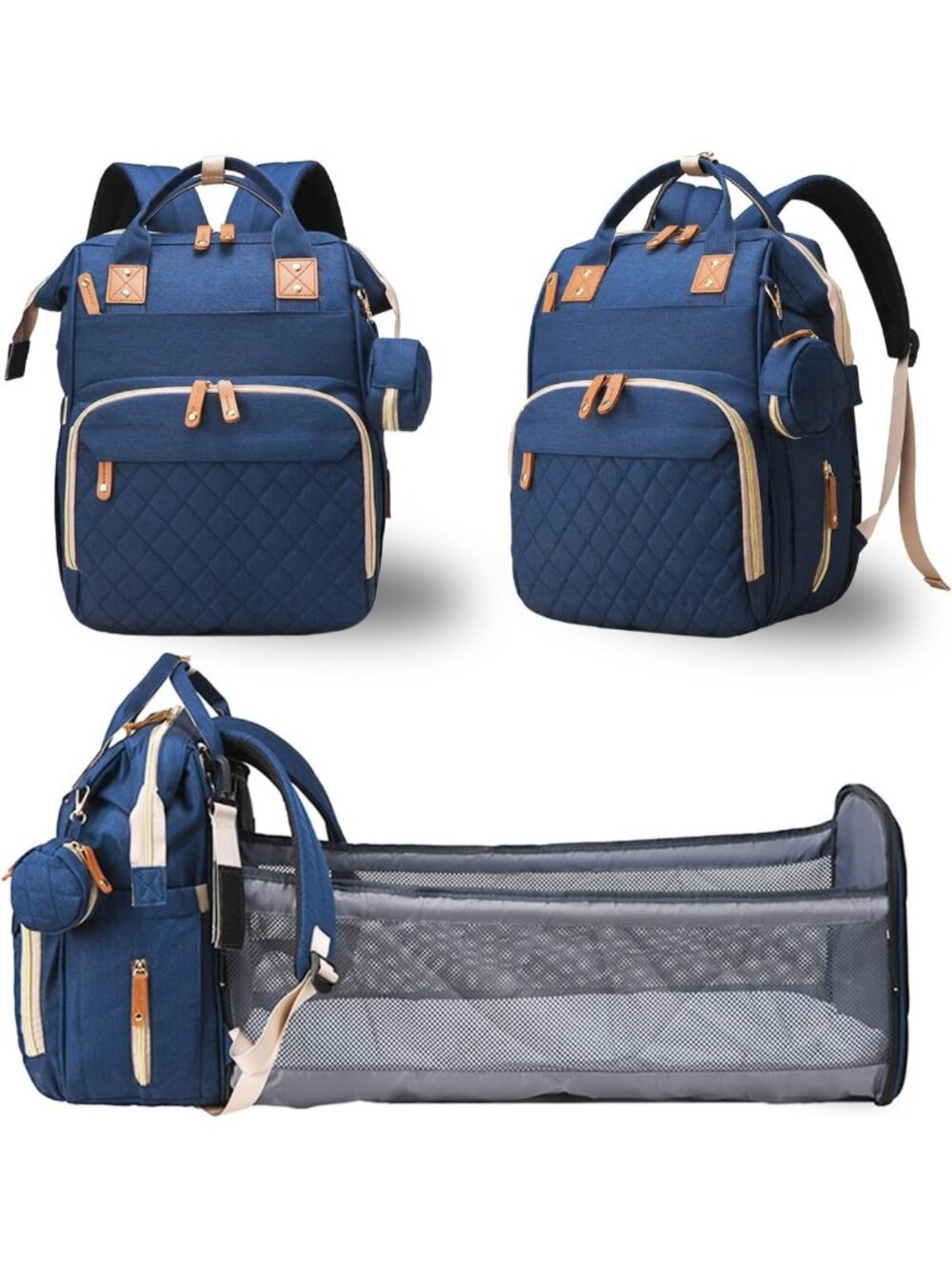 3-in-1 Waterproof Diaper Bag Backpack with Changing Pad & USB Port - Travel